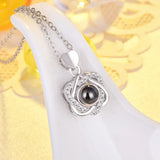 925 Silver I LOVE YOU Heart Pendant Necklace with Zircon Beads Chain
