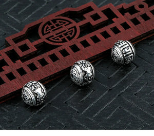 925 Silver Tibetan Six Words Dorje Beads OM Vajra Loose Beads