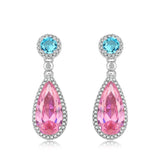 925 Sterling Silver Pink Water Drop Long Earring