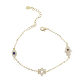 925 Sterling Silver Moon Star Lightning Bracelet Minimal Delicate Jewelry