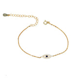 925 Silver Evil Eye Micro Pave Cz Charm Bracelet