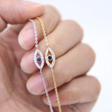 925 Silver Evil Eye Micro Pave Cz Charm Bracelet