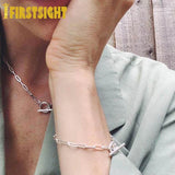 925 Sterling Silver Toggle Clasp Link Chain Bracelet for Women