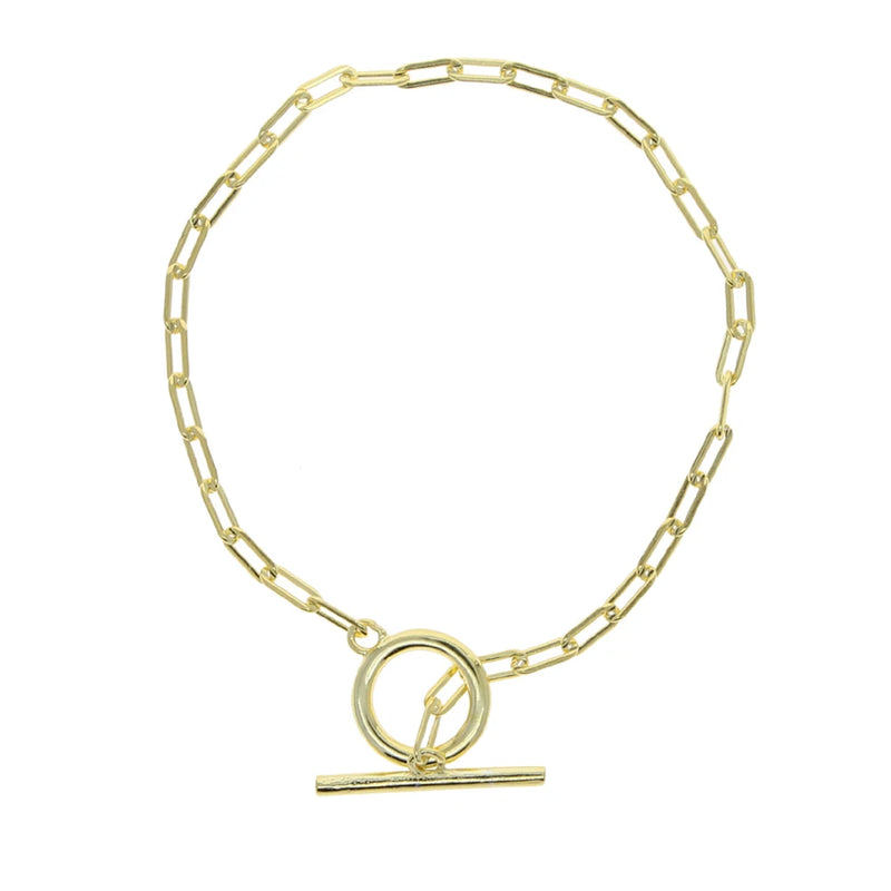 925 Sterling Silver Toggle Clasp Link Chain Bracelet for Women