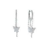 925 Silver Evil Eye Moon Star Butterfly Tassel Earring