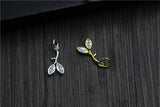 925 Sterling Silver Leaf Zircon Charms Pendants DIY Jewelry Making
