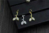 925 Sterling Silver Leaf Zircon Charms Pendants DIY Jewelry Making