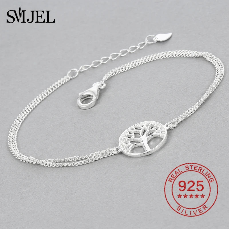 925 Silver Tree of Life Bracelet Vintage Boho Jewelry Gift