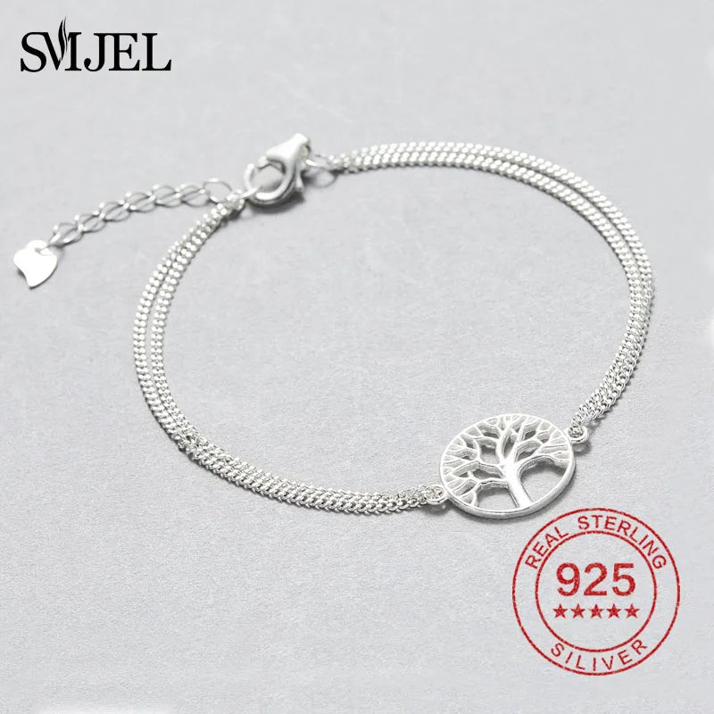 925 Silver Tree of Life Bracelet Vintage Boho Jewelry Gift