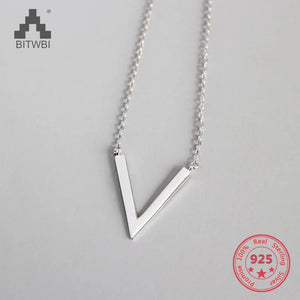 925 Silver Triangle V Necklace Pendant