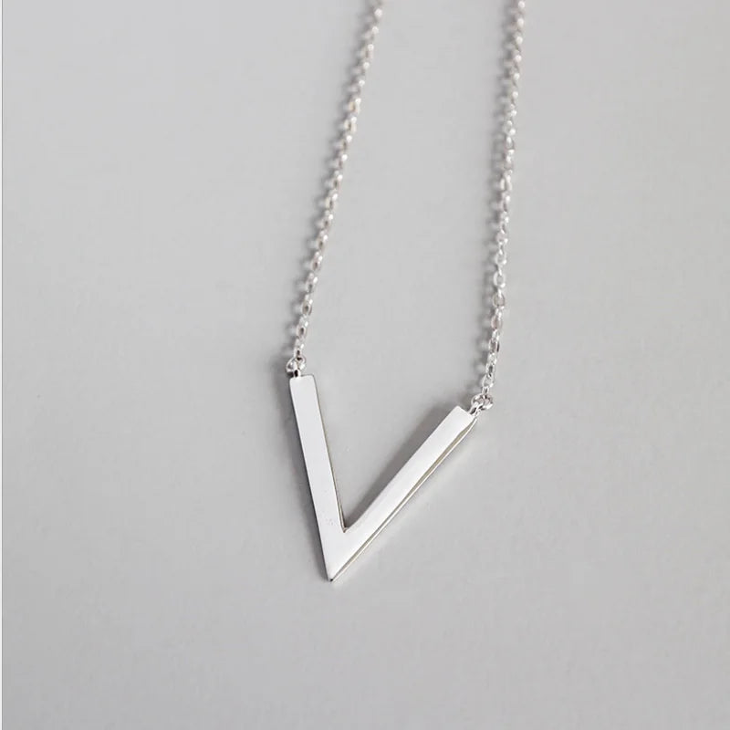 925 Silver Triangle V Necklace Pendant