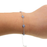 925 Silver Evil Eye Charm Bracelet Set