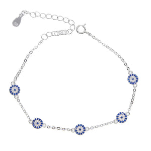 925 Silver Evil Eye Charm Bracelet Set