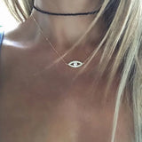 925 Silver Evil Eye Charm Necklace Cubic Zirconia Lucky Pendant