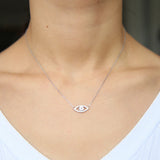 925 Silver Evil Eye Charm Necklace Cubic Zirconia Lucky Pendant
