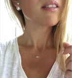 925 Silver Evil Eye Clear CZ Pendant Necklace For Women