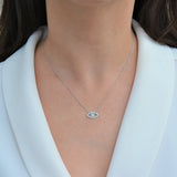 925 Silver Evil Eye Clear CZ Pendant Necklace For Women