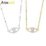 925 Silver Evil Eye Clear CZ Pendant Necklace For Women