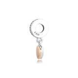 925 Sterling Silver Two-Tone Double Heart Dangle Charms for Europe Bracelet
