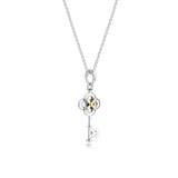 Sterling Silver Two-tone Key & Flower Necklaces