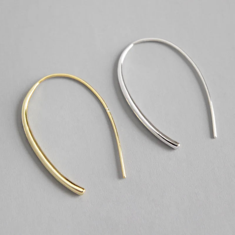 925 Silver U-shaped Stud Earrings Minimalist Line Earings For Women