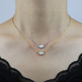 925 Silver Evil Eye Opal Stone Necklace Vermeil Women