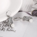Vintage 925 Silver Earrings with Pearls Zircon