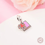 925 Silver Walking Heart Double Dangle Charm for Bracelets