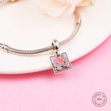 925 Silver Walking Heart Double Dangle Charm for Bracelets