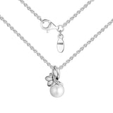 Sterling Silver Cultured Pearl Floral Pendant Necklace for Women
