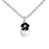 Sterling Silver Cultured Pearl Floral Pendant Necklace for Women