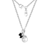 Sterling Silver Cultured Pearl Floral Pendant Necklace for Women