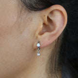 925 Silver Fire Opal CZ Drop Geometric Hoop Earrings