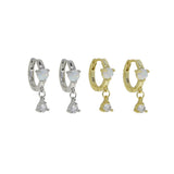 925 Silver Fire Opal CZ Drop Geometric Hoop Earrings