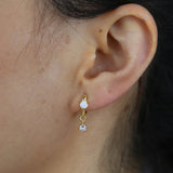 925 Silver Fire Opal CZ Drop Geometric Hoop Earrings