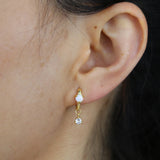 925 Silver Fire Opal CZ Drop Geometric Hoop Earrings
