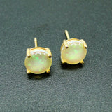 925 Silver Lab Opal Earrings Yellow Studs for Women