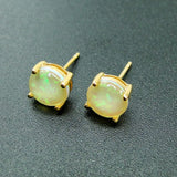 925 Silver Lab Opal Earrings Yellow Studs for Women