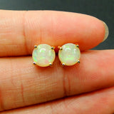 925 Silver Lab Opal Earrings Yellow Studs for Women