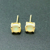 925 Silver Lab Opal Earrings Yellow Studs for Women
