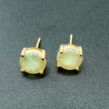 925 Silver Lab Opal Earrings Yellow Studs for Women