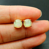 925 Silver Lab Opal Earrings Yellow Studs for Women