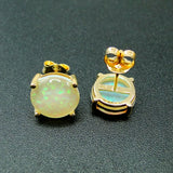 925 Silver Lab Opal Earrings Yellow Studs for Women