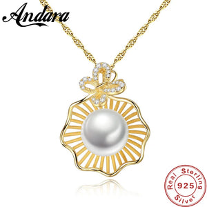 925 Silver Pearl Pendant Necklaces 18 Inch Chains