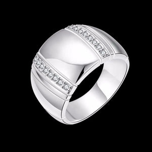 925 Sterling Silver CZ Crystal Wedding Engagement Ring