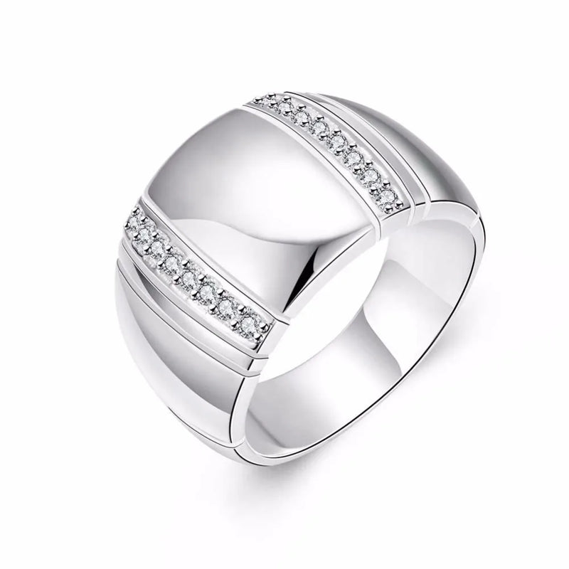 925 Sterling Silver CZ Crystal Wedding Engagement Ring