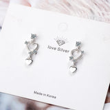 925 Silver Love Heart Crystal Stud Earrings
