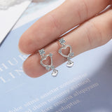 925 Silver Love Heart Crystal Stud Earrings
