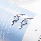 925 Silver Love Heart Crystal Stud Earrings