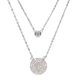 925 Silver Double Layer CZ Disco Charm Necklace